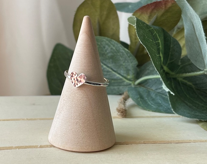 Delicate heart ring handmade in sterling silver for women and girls, minimalist ring, romantic ring for her, delicate ring,