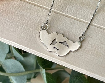 Handcrafted Sterling Silver Hearts Pendant Necklace, necklace for her, romantic necklace, family necklace, love necklace