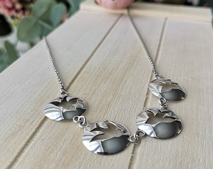 Birds necklace handmade all in sterling silver for women