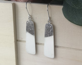 Rectangular earrings handmade in sterling silver for women