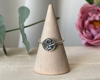 Sterling silver handmade textured ring for women, delicate ring for woman, solid silver