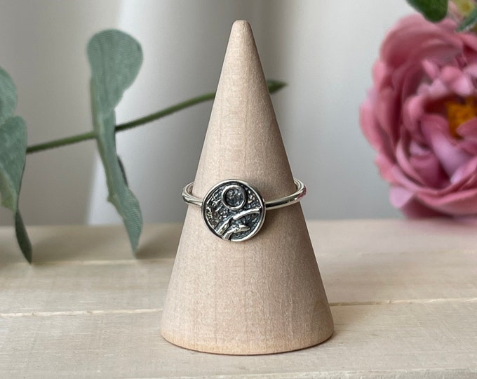 Sterling silver handmade textured ring for women, delicate ring for woman, solid silver