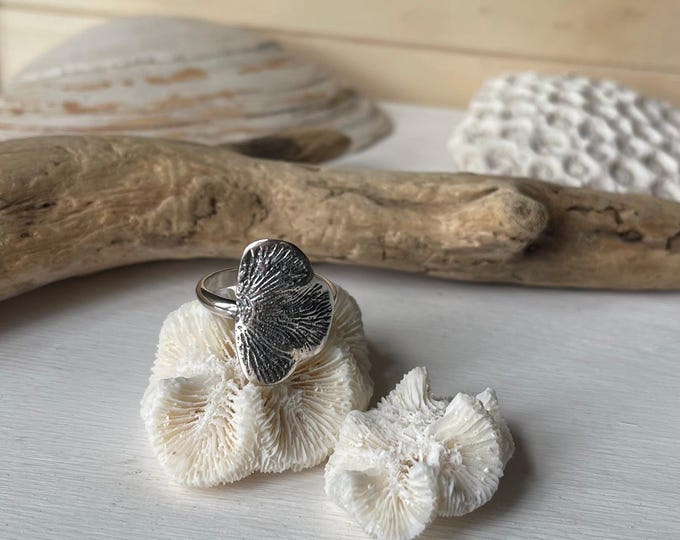Women's Handmade Sterling Silver Coral Texture Ring