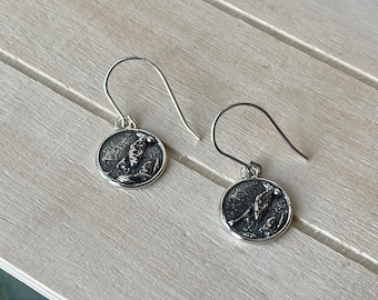 Fusion pendant earrings handmade in sterling SILVER for women - unique gift for woman