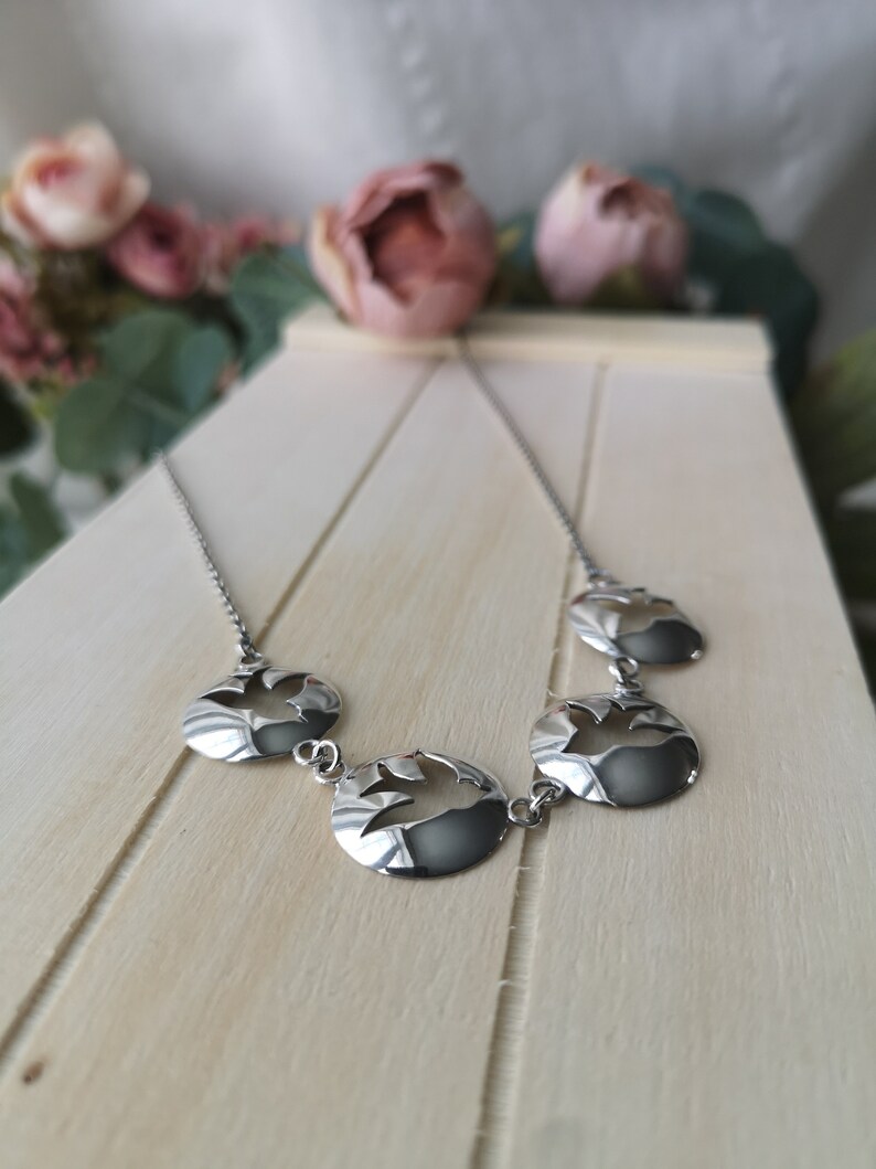 Birds necklace handmade all in sterling silver for women image 5