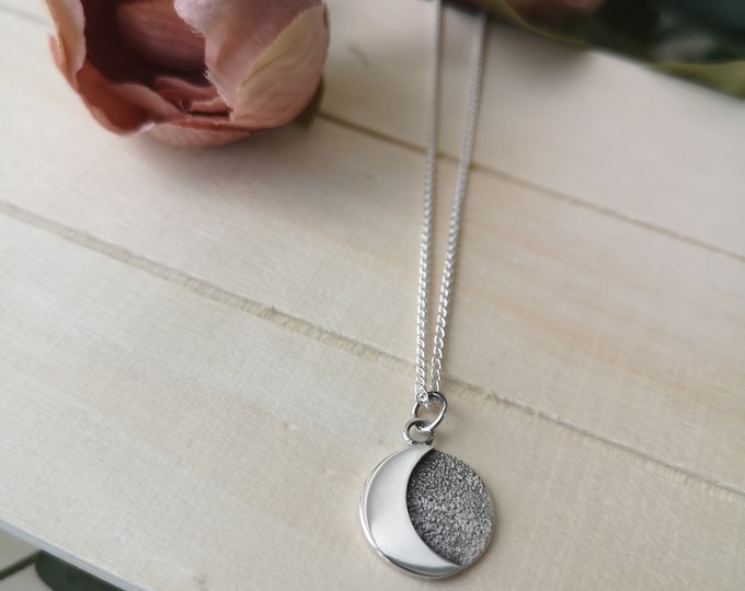 Handmade moon necklace in sterling silver