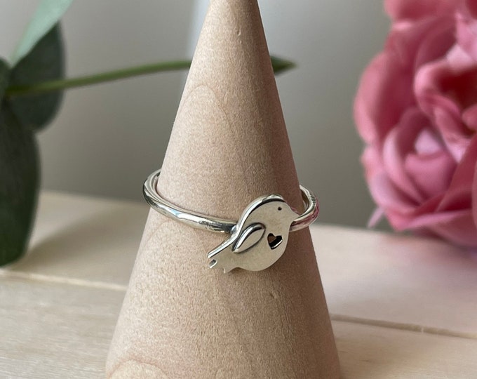 Sterling silver handmade bird ring for women and girls