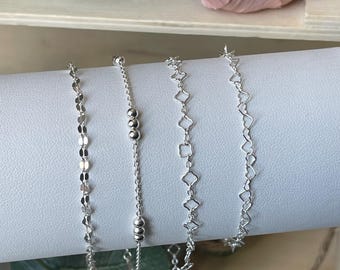 Sterling SILVER seashell anklet, gift for woman or girl, 925 silver jewelry, solid silver seashell
