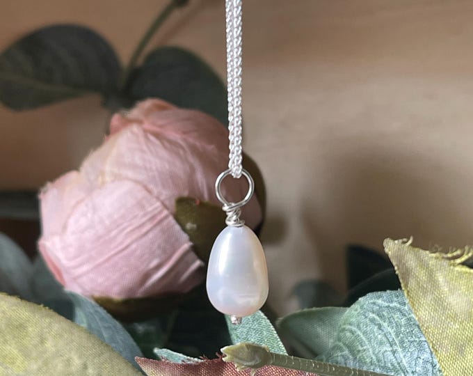 Necklace Heart pendant sterling silver 925 textured pearl for women, gift for her