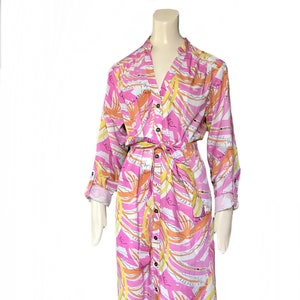 Vera for Anthropologie pink Confetti Midi Dress / novelty summer dress /size Small/medium /100 percent cotton