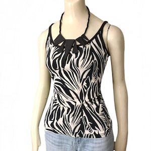 Vintage H&M Zebra Print Tank Top: 90s Cotton Blend, Size Small