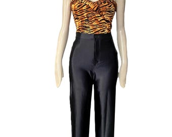 Pantaloni skinny elasticizzati neri lucidi stile discoteca di American Apparel / pantaloni rock chic in spandex stile Studio 54 / Made in USA / Taglia Media
