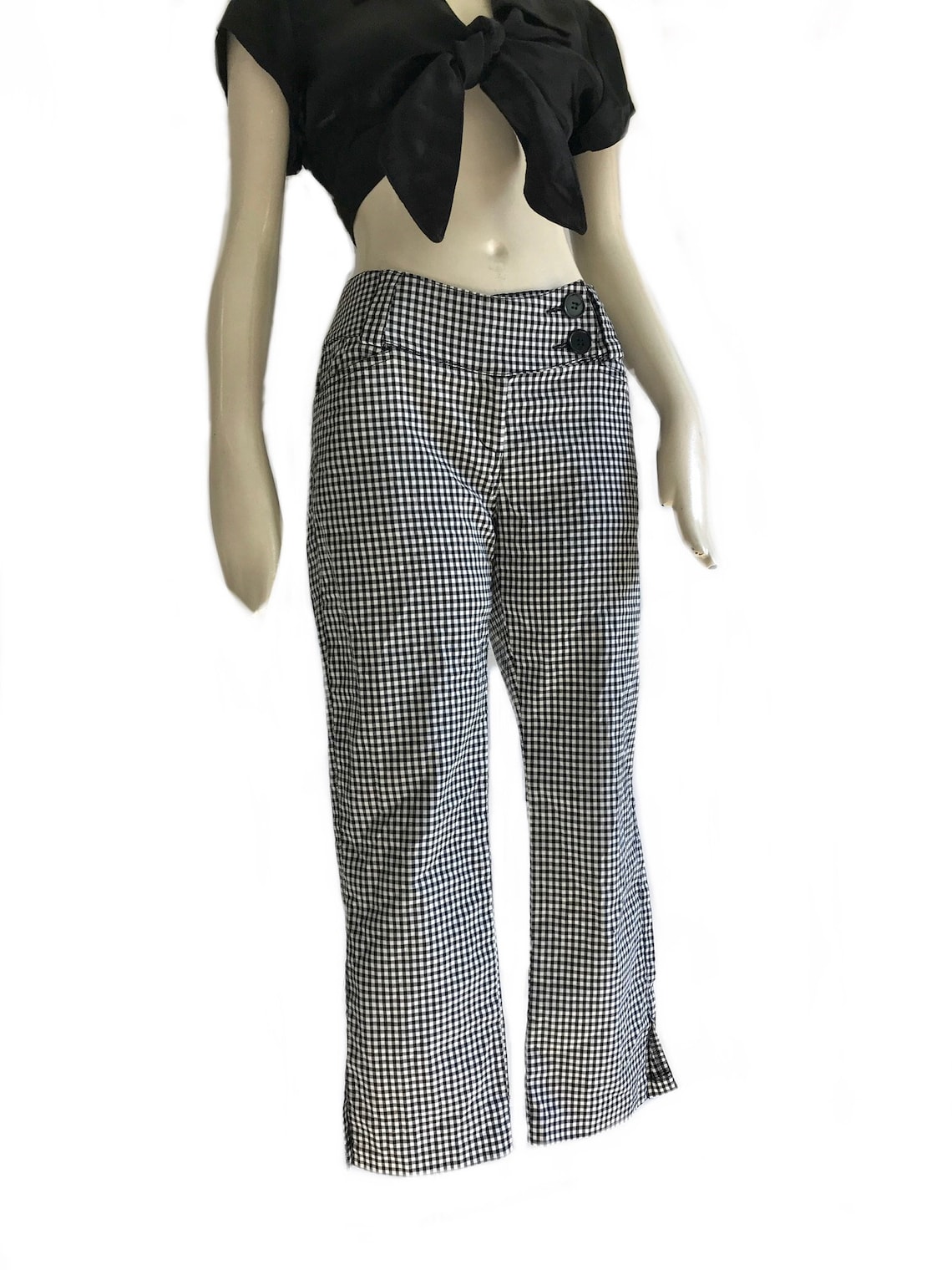 European 1950s Style Black White Capri Pants / Rockabilly Pin - Etsy