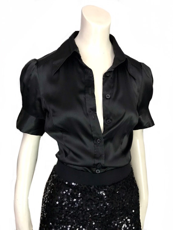 Design by Madonna H&M black silk blouse /  size sm
