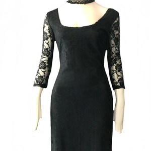 early H&M black lace wiggle mini dress/  Y2K short sexy rayon dress size small