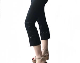 1950s style jeans studded Capri pants / rockabilly pin up cigarette pants European size 29 made in Italy