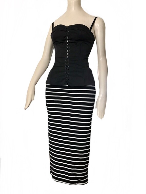 Black and white striped skirt 50s cheap