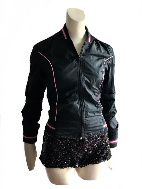 1990s black pink cropped jacket / rockabilly punk 