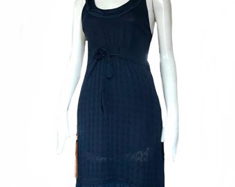 BCBG Maxazria navy blue knit ruffle dress / Y2k sleeveless dress / size xxs