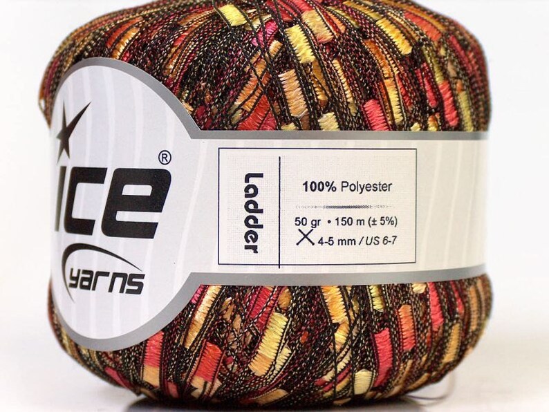 accessories yellow orange red summer spring 1 skein 50 gr Yarn craft trellis ICE LADDER yarn