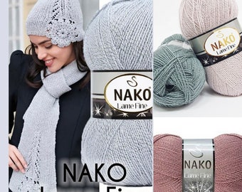 Fil fin lame nako, fil acrylique, fil argenté, fil de paillettes, fil nako, fil d'écharpe, fil de chapeau, fil de tricot, fil de cardigan, fil de vêtement