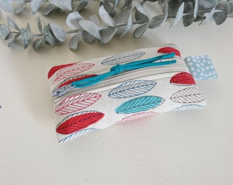 Schöne denzente Taschentüchertasche oder Tatüta aus Baumwollstoff - stylische und praktische Täschlein Damen  Blätter stilvolles Geschenk