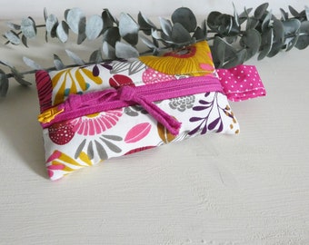 sewn Tatüta tissue bag made of cotton fabric with zipper pouch mini pouch medicine pouch flower paradise