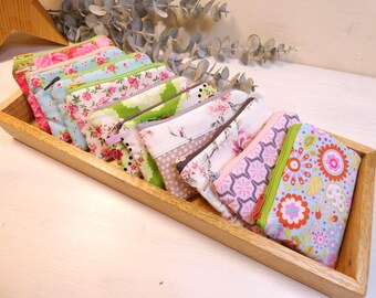Mini colorful cotton bag | Small zippered fabric bag | Colorful pouch for headphones & coins | Useful gift idea