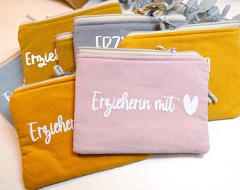 Mini bag made of wide-ribbed corduroy | Gift for a teacher | Small pouch | Zippered bag made of wide-ribbed corduroy | Cozy cosmetic bag/handbag
