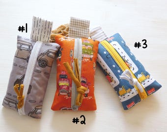 TATÜTA * Cotton tissue bag * Zippered pouch * Mini pouch Medicine pouch * BAG * Vehicles Cars Construction site