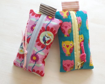 TATÜTA * Cotton tissue bag * Zippered pouch * Mini pouch Medicine pouch * BAG * Owls Forest animals