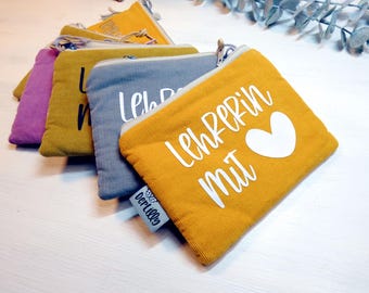 Mini bag made of wide-ribbed corduroy | Gift for teachers | Small pencil case | Zippered bag made of wide-ribbed corduroy | Cozy cosmetic bag/handbag | Heart