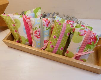 TATÜTA * Cotton tissue pouch * Zippered pouch * Mini pouch, medicine pouch * BAG * Flowers, roses, gift