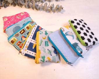 Mini cotton bag for children | Small zippered fabric pouch | Coin purse/wallet | Useful gift for school cones/back to school