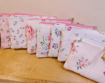 Greengate mini fabric bag with zipper | Greengate mini zippered bag | Small handmade cosmetic bag | Floral pouch