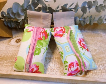 TATÜTA * Cotton tissue pouch * Zippered pouch * Mini pouch, medicine pouch * BAG * Flowers, roses, gift