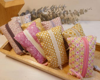 TATÜTA / colorful fabric tissue pouch / tissue bag / fabric bag / tissue holder / small fabric bag / pink ochre purple