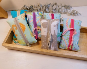 Colorful children's tissue pouch | Cotton tissue pouch for first day of school | Small tissue pouch for kindergarten | Useful gift for school cones