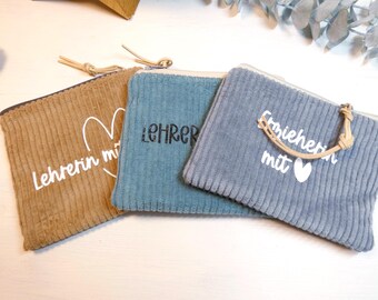 Mini bag made of wide-ribbed corduroy | Gift for teachers and educators | Small case | Zippered bag made of wide-ribbed corduroy | Cozy cosmetic bag/handbag