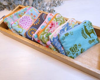 Mini colorful cotton bag | Small zippered fabric bag | Colorful pouch for headphones & coins | Useful gift idea