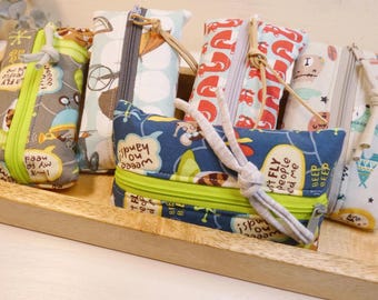 Colorful children's tissue pouch | Cotton tissue pouch for first day of school | Small tissue pouch for kindergarten | Useful gift for school cones |