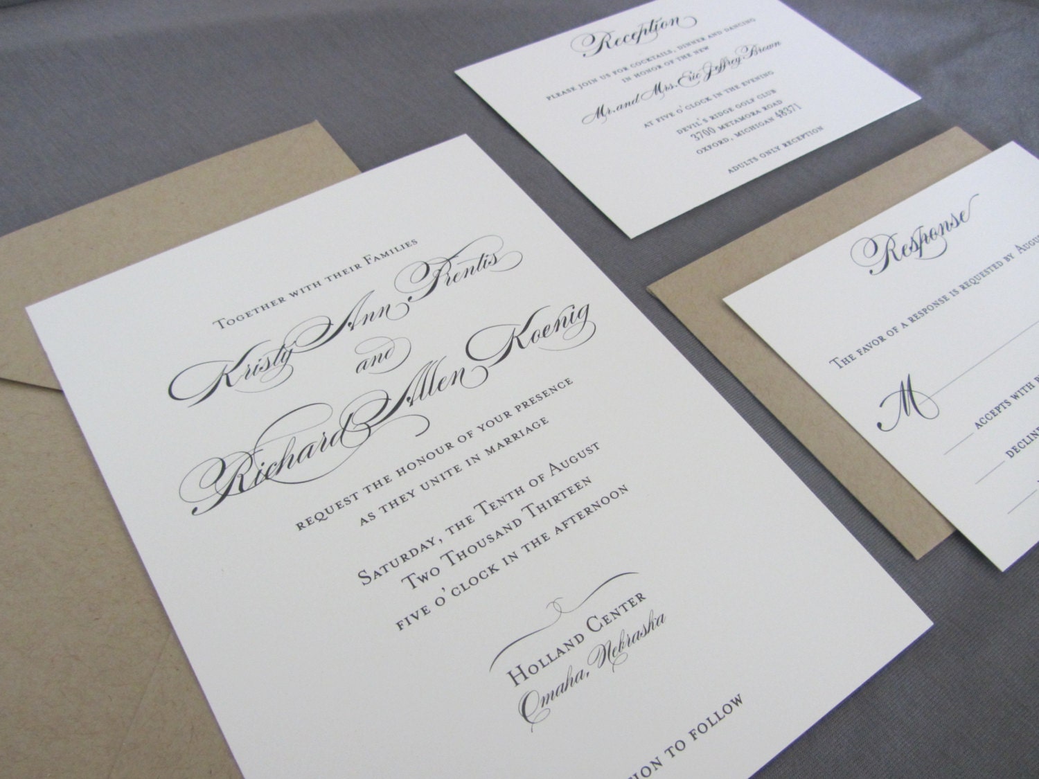 Formal Wedding Invitation Custom Wedding Invitation Suite | Etsy