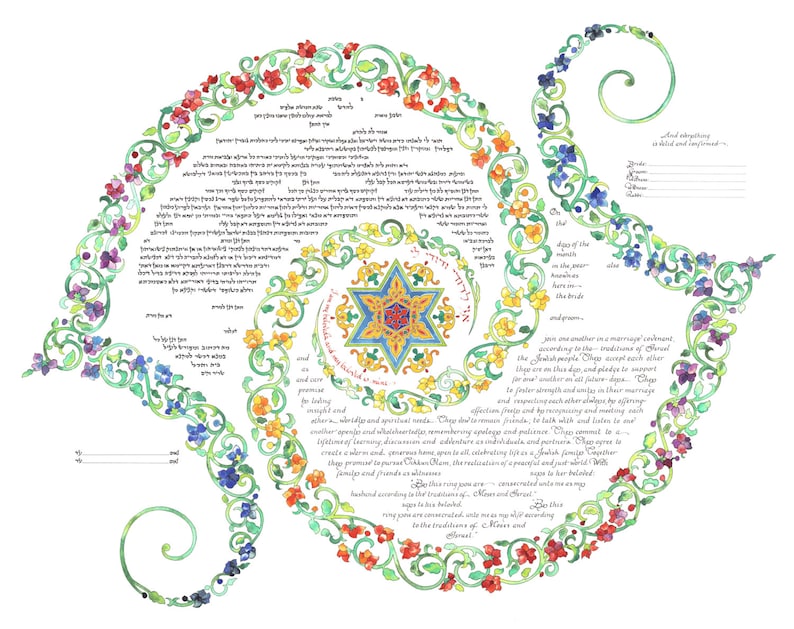 Duet of the Beloveds wedding illumination ketubah by Amy Fagin