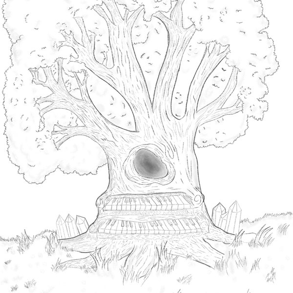 Fantasy Coloring Page: A Tree-Ano