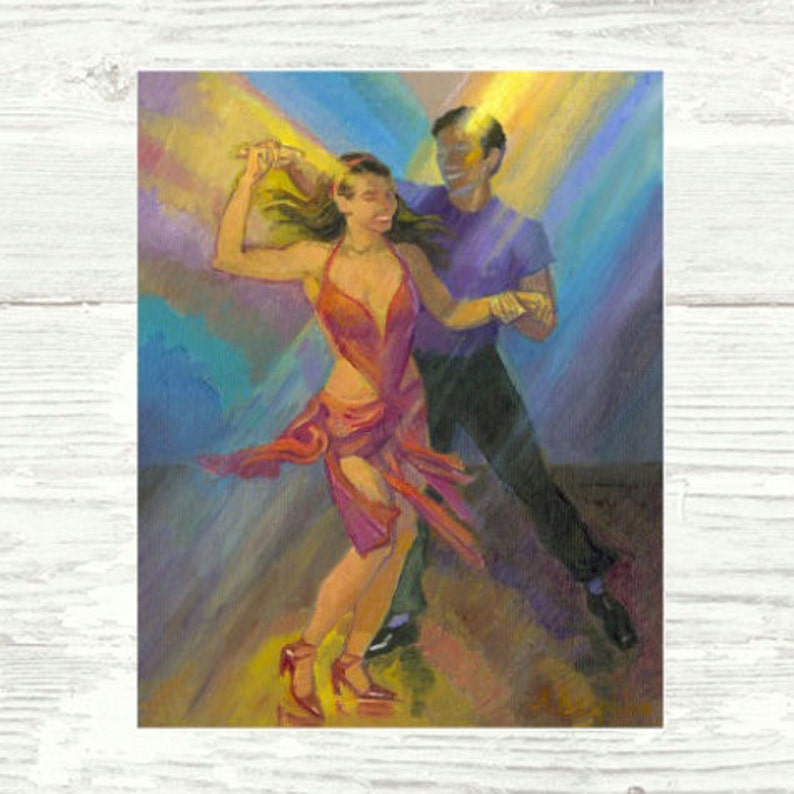 Colors of Light PRINT or CANVAS Salsa Art, Salsa Dancers, Salsa Dancing Art, Gift for Dance Performer or Teacher image 1