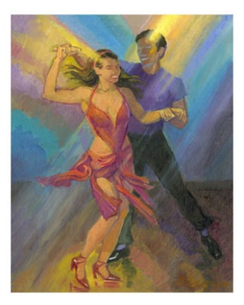 Colors of Light PRINT or CANVAS Salsa Art, Salsa Dancers, Salsa Dancing Art, Gift for Dance Performer or Teacher image 2
