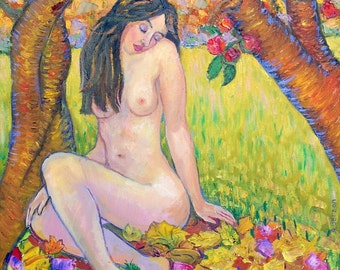 Autumn Saddness - Art - Matted Print 8x10 image, 11x14 Mat. Nude Seasons Artwork