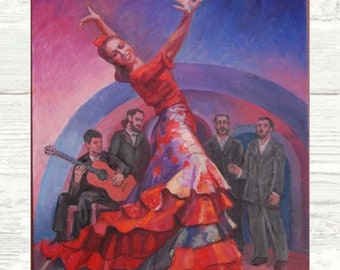 Spanish Dancer, Flamenco Art PRINT, Dance Performance, Passion, Music, Spain, Singing, Art