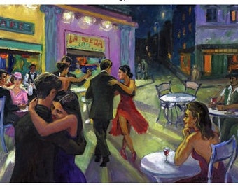Tango Cafe POSTER or PRINT on CANVAS Art Tango Dancing Couple, Argentine Tango Art, Romantic Couples, Buenos Aires