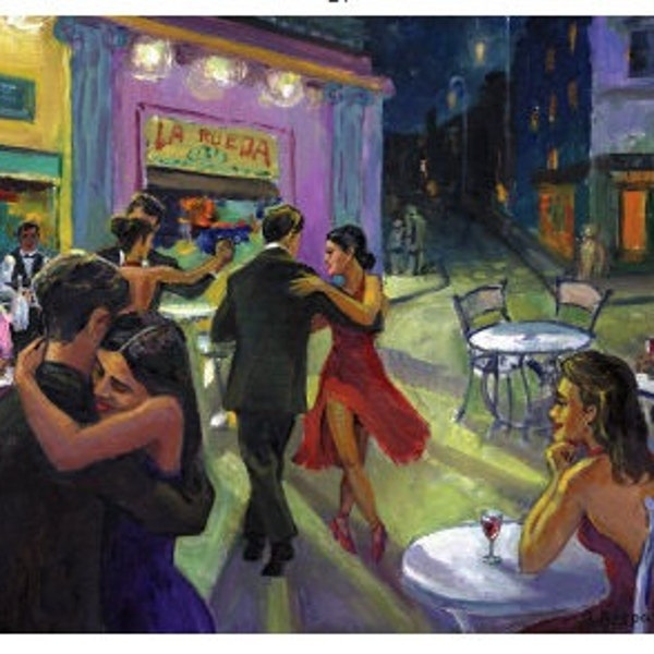 Poster ou impression sur toile Tango Cafe Couple dansant tango, Art tango argentin, couples romantiques, Buenos Aires